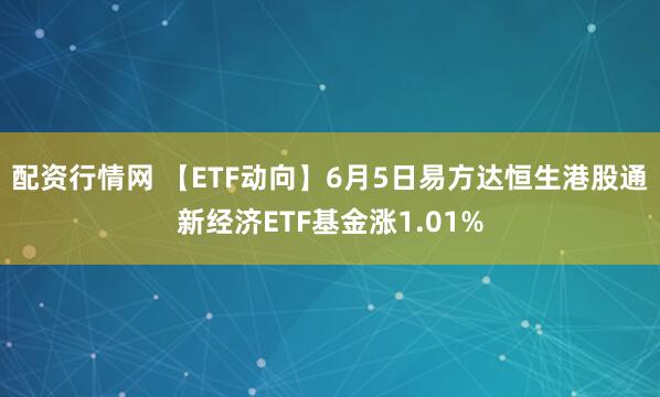 配资行情网 【ETF动向】6月5日易方达恒生港股通新经济ETF基金涨1.01%
