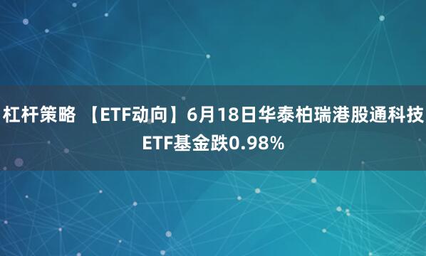 杠杆策略 【ETF动向】6月18日华泰柏瑞港股通科技ETF基金跌0.98%