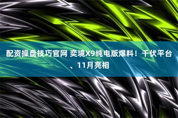 配资操盘技巧官网 奕境X9纯电版爆料!千伏平台、11月亮相